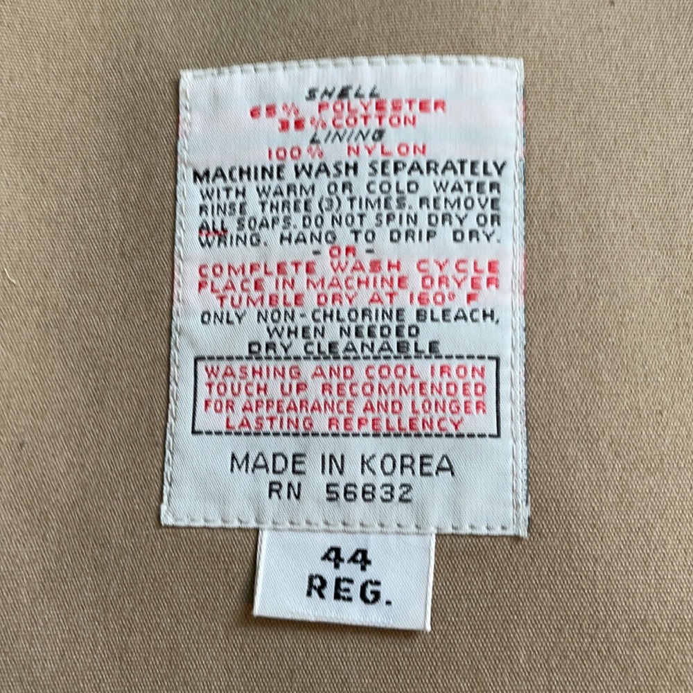 Clipper Mist Londontown Corp.  Men's Size 44 Reg Trench Coat Removable Lining - Picture 11 of 11